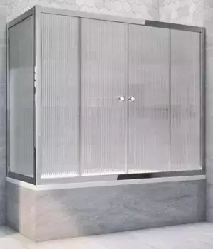 Шторка на ванну стеклянная «Vegas Glass» Z2V+ZVF Tur Novo 170/90 Moru рифлёная/хром глянцевая универсальная