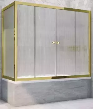 Шторка на ванну стеклянная «Vegas Glass» Z2V+ZVF Tur Novo 180/85 Moru рифлёная/золото универсальная