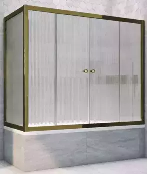 Шторка на ванну стеклянная «Vegas Glass» Z2V+ZVF Tur Novo 190/80 Moru рифлёная/бронза универсальная