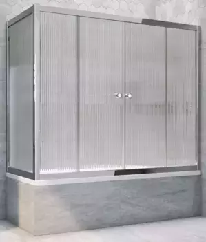 Шторка на ванну стеклянная «Vegas Glass» Z2V+ZVF Tur Novo 190/90 Moru рифлёная/хром глянцевая универсальная