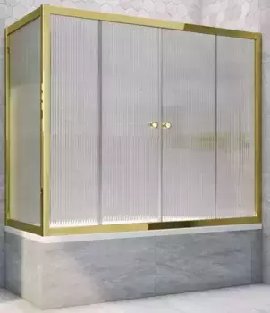 Шторка на ванну стеклянная «Vegas Glass» Z2V+ZVF Tur Novo 160/90 Moru рифлёная/золото универсальная