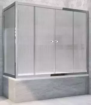 Шторка на ванну стеклянная «Vegas Glass» Z2V+ZVF Tur Novo 170/80 Moru рифлёная/хром глянцевая универсальная