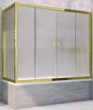 Шторка на ванну стеклянная «Vegas Glass» Z2V+ZVF Tur Novo 170/90 Moru рифлёная/золото универсальная