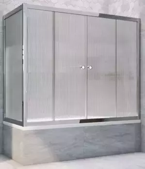 Шторка на ванну стеклянная «Vegas Glass» Z2V+ZVF Tur Novo 180/75 Moru рифлёная/хром глянцевая универсальная