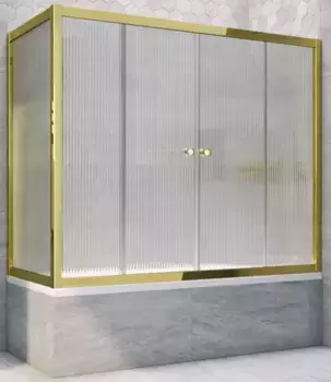 Шторка на ванну стеклянная «Vegas Glass» Z2V+ZVF Tur Novo 185/70 Moru рифлёная/золото универсальная