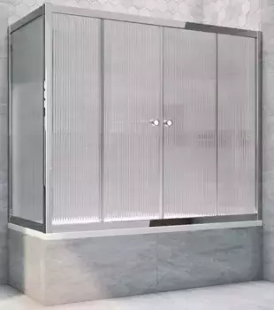 Шторка на ванну стеклянная «Vegas Glass» Z2V+ZVF Tur Novo 175/85 Moru рифлёная/хром глянцевая универсальная