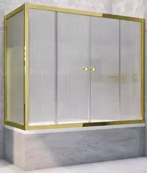 Шторка на ванну стеклянная «Vegas Glass» Z2V+ZVF Tur Novo 180/75 Moru рифлёная/золото универсальная
