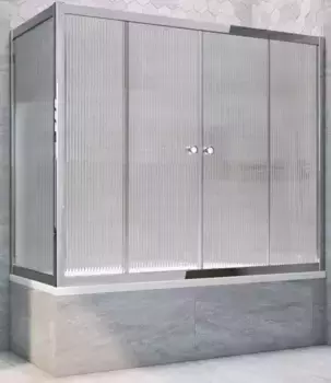 Шторка на ванну стеклянная «Vegas Glass» Z2V+ZVF Tur Novo 180/80 Moru рифлёная/хром глянцевая универсальная