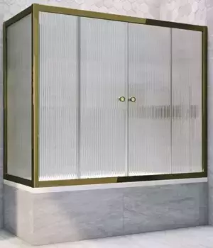 Шторка на ванну стеклянная «Vegas Glass» Z2V+ZVF Tur Novo 185/90 Moru рифлёная/бронза универсальная