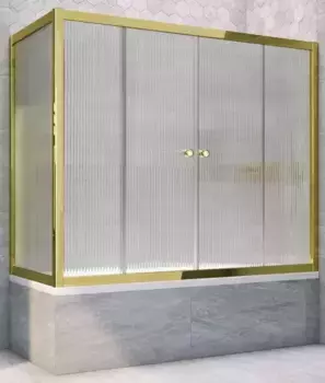 Шторка на ванну стеклянная «Vegas Glass» Z2V+ZVF Tur Novo 165/80 Moru рифлёная/золото универсальная