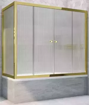 Шторка на ванну стеклянная «Vegas Glass» Z2V+ZVF Tur Novo 170/80 Moru рифлёная/золото универсальная