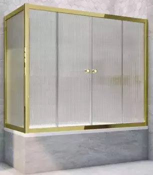 Шторка на ванну стеклянная «Vegas Glass» Z2V+ZVF Tur Novo 180/70 Moru рифлёная/золото универсальная