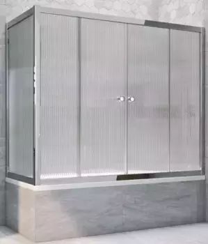 Шторка на ванну стеклянная «Vegas Glass» Z2V+ZVF Tur Novo 180/90 Moru рифлёная/хром глянцевая универсальная