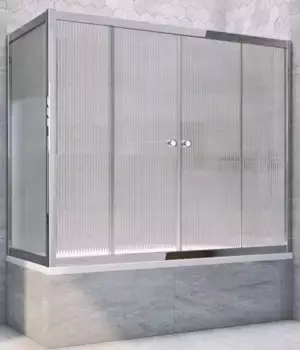 Шторка на ванну стеклянная «Vegas Glass» Z2V+ZVF Tur Novo 195/80 Moru рифлёная/хром глянцевая универсальная