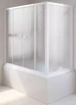 Шторка на ванну стеклянная «Vegas Glass» Z2V+ZVF Novo 150/80 шиншилла/белая универсальная