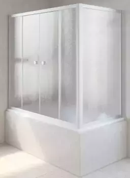 Шторка на ванну стеклянная «Vegas Glass» Z2V+ZVF Novo 155/85 шиншилла/хром матовая универсальная