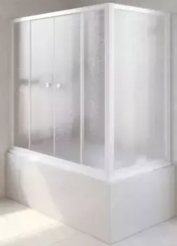 Шторка на ванну стеклянная «Vegas Glass» Z2V+ZVF Novo 160/70 шиншилла/белая универсальная