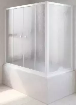 Шторка на ванну стеклянная «Vegas Glass» Z2V+ZVF Novo 170/90 шиншилла/белая универсальная