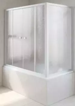 Шторка на ванну стеклянная «Vegas Glass» Z2V+ZVF Novo 180/80 шиншилла/хром матовая универсальная