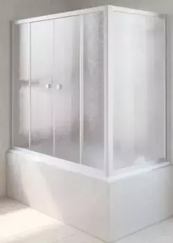 Шторка на ванну стеклянная «Vegas Glass» Z2V+ZVF Novo 180/85 шиншилла/хром матовая универсальная