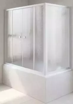 Шторка на ванну стеклянная «Vegas Glass» Z2V+ZVF Novo 190/70 шиншилла/хром матовая универсальная
