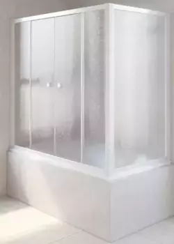 Шторка на ванну стеклянная «Vegas Glass» Z2V+ZVF Novo 195/70 шиншилла/белая универсальная