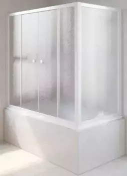 Шторка на ванну стеклянная «Vegas Glass» Z2V+ZVF Novo 155/85 шиншилла/белая универсальная
