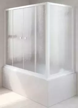 Шторка на ванну стеклянная «Vegas Glass» Z2V+ZVF Novo 155/90 шиншилла/белая универсальная