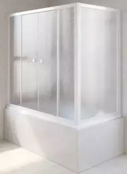 Шторка на ванну стеклянная «Vegas Glass» Z2V+ZVF Novo 160/80 шиншилла/белая универсальная