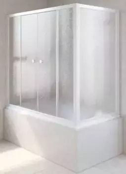 Шторка на ванну стеклянная «Vegas Glass» Z2V+ZVF Novo 165/75 шиншилла/белая универсальная