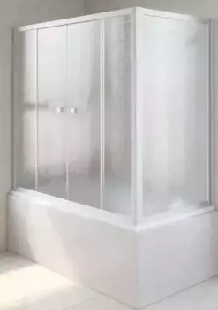 Шторка на ванну стеклянная «Vegas Glass» Z2V+ZVF Novo 175/75 шиншилла/хром матовая универсальная