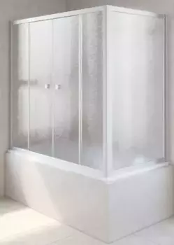 Шторка на ванну стеклянная «Vegas Glass» Z2V+ZVF Novo 175/80 шиншилла/хром матовая универсальная