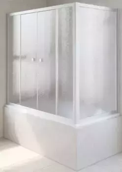 Шторка на ванну стеклянная «Vegas Glass» Z2V+ZVF Novo 175/85 шиншилла/хром матовая универсальная