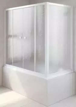 Шторка на ванну стеклянная «Vegas Glass» Z2V+ZVF Novo 150/85 шиншилла/белая универсальная