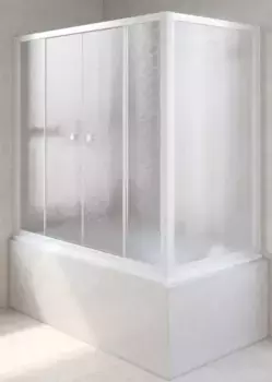 Шторка на ванну стеклянная «Vegas Glass» Z2V+ZVF Novo 150/90 шиншилла/белая универсальная