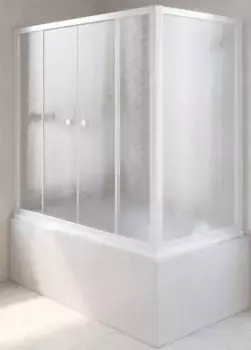 Шторка на ванну стеклянная «Vegas Glass» Z2V+ZVF Novo 155/75 шиншилла/белая универсальная
