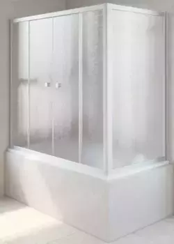 Шторка на ванну стеклянная «Vegas Glass» Z2V+ZVF Novo 160/85 шиншилла/хром матовая универсальная