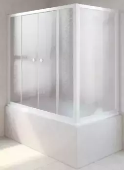 Шторка на ванну стеклянная «Vegas Glass» Z2V+ZVF Novo 165/85 шиншилла/белая универсальная