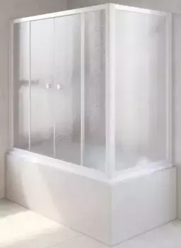 Шторка на ванну стеклянная «Vegas Glass» Z2V+ZVF Novo 180/85 шиншилла/белая универсальная