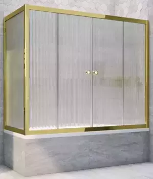 Шторка на ванну стеклянная «Vegas Glass» Z2V+ZVF Tur Novo 190/90 Moru рифлёная/золото универсальная