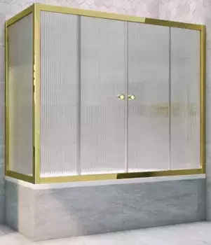 Шторка на ванну стеклянная «Vegas Glass» Z2V+ZVF Tur Novo 195/85 Moru рифлёная/золото универсальная