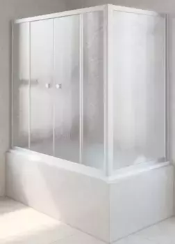 Шторка на ванну стеклянная «Vegas Glass» Z2V+ZVF Novo 155/75 шиншилла/хром матовая универсальная