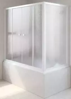 Шторка на ванну стеклянная «Vegas Glass» Z2V+ZVF Novo 160/90 шиншилла/белая универсальная
