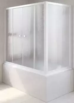 Шторка на ванну стеклянная «Vegas Glass» Z2V+ZVF Novo 165/70 шиншилла/белая универсальная