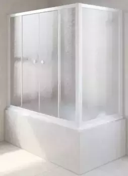 Шторка на ванну стеклянная «Vegas Glass» Z2V+ZVF Novo 165/80 шиншилла/белая универсальная