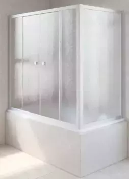 Шторка на ванну стеклянная «Vegas Glass» Z2V+ZVF Novo 165/85 шиншилла/хром матовая универсальная