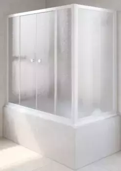 Шторка на ванну стеклянная «Vegas Glass» Z2V+ZVF Novo 165/90 шиншилла/белая универсальная