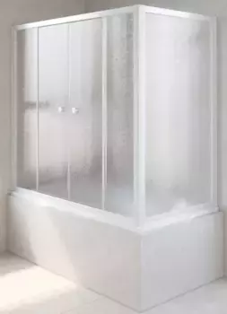 Шторка на ванну стеклянная «Vegas Glass» Z2V+ZVF Novo 175/85 шиншилла/белая универсальная