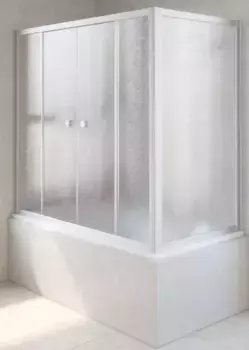 Шторка на ванну стеклянная «Vegas Glass» Z2V+ZVF Novo 180/90 шиншилла/хром матовая универсальная