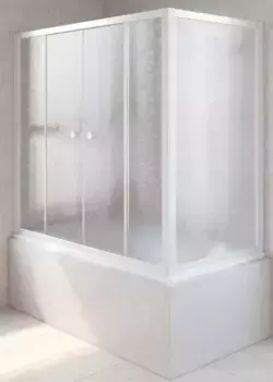 Шторка на ванну стеклянная «Vegas Glass» Z2V+ZVF Novo 185/75 шиншилла/белая универсальная